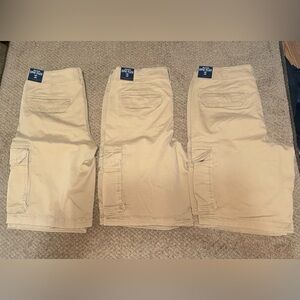 NWT Hollister Epic Flex Cali Longboard Cargo Shorts 12” Size 32 Khaki Lot of 3